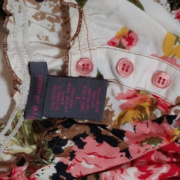 Fire LA 100% Cotton Floral Print Elastic Waist Romper 2 Pockets Size S - Picture 2 of 6